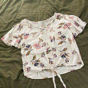 White floral crop top